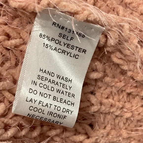 Fate Eira Chunky Cable Knit Blush Pink Open Front Cardigan Sweater 1X Cozy Soft - Picture 3 of 5